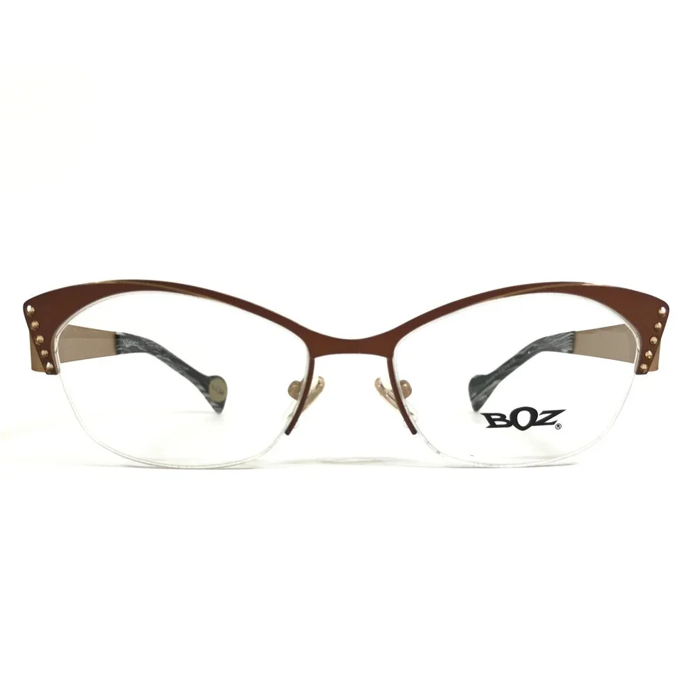 BOZ Eyeglasses Frames ZOO 9550 Brown Gold Cat Eye Half Rim 53-17-135